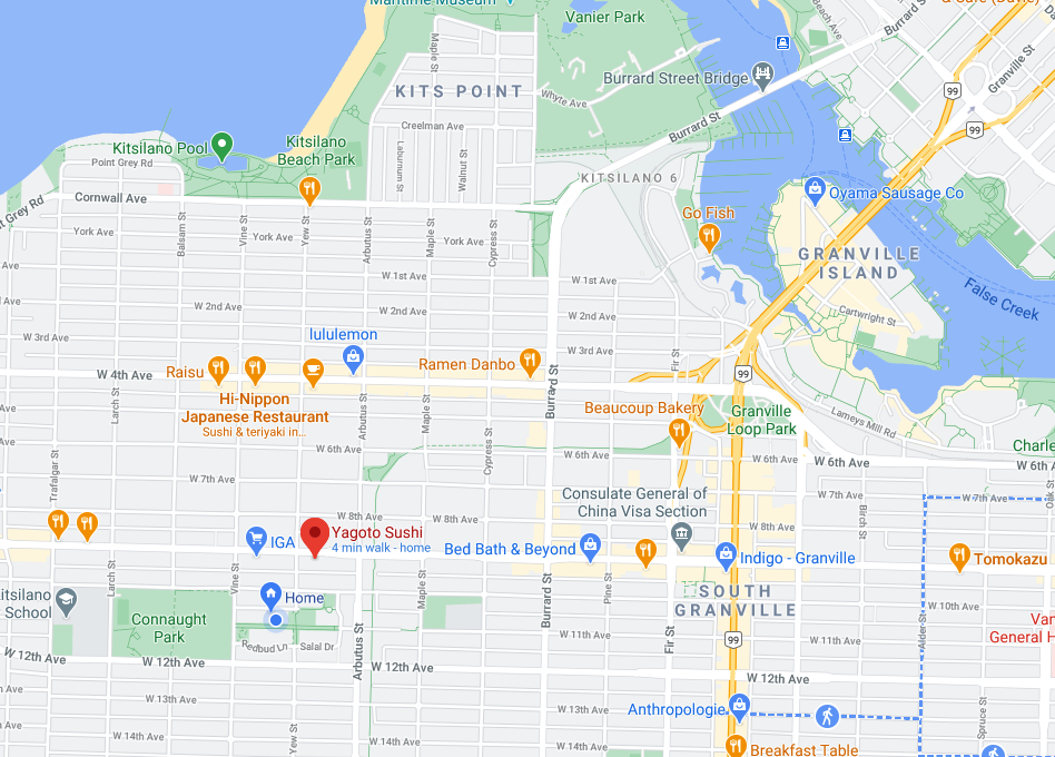Map with the restaurant